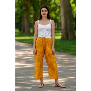 C&C CA Cotton embroidered Marigold Pants restro Artsy Indie festive Boho Sz-M